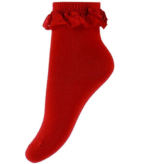Minymo Strømper - Blonder - Rød