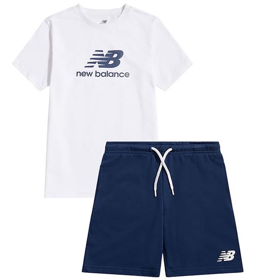 New Balance Shortssæt - Stacked Logo - Bright White