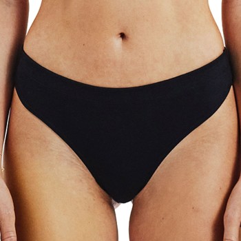 Bread & Boxers Bread and Boxers Cotton Thong Trusser 2P Sort økologisk bomuld X-Large Dame