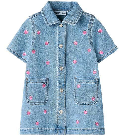Name It Kjole - NmfLaila - Light Blue Denim/Strawberry
