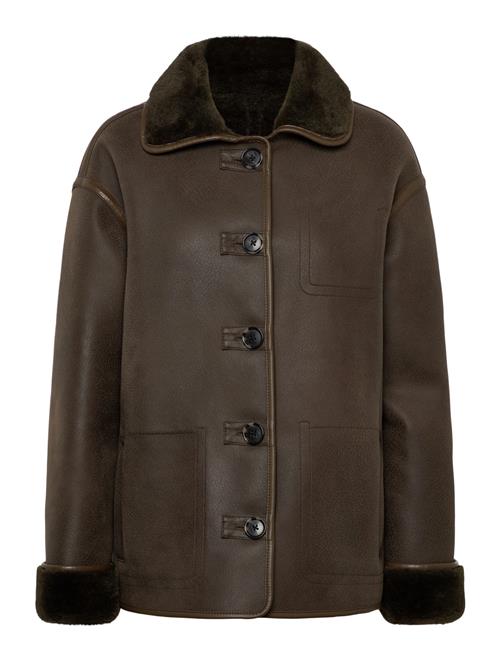 Mango | Faux-Shearling Leather-Effect Coat | M