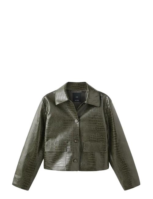 Mango | Croc-Effect Faux Leather Jacket | M