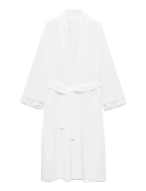 Mango | Cotton Robe With Lace | M