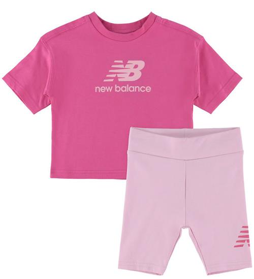 New Balance Shortssæt - Stacked Logo - Pink Satin