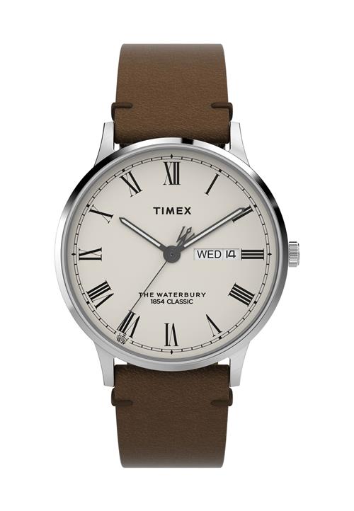 TIMEX Analogt ur 'Waterbury Classic'  brun / sølv / hvid