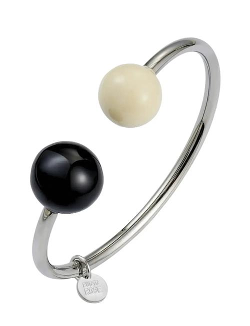 Bud to rose | Globe Enamel Bangle Ivory/Black/Steel | ONE SIZE