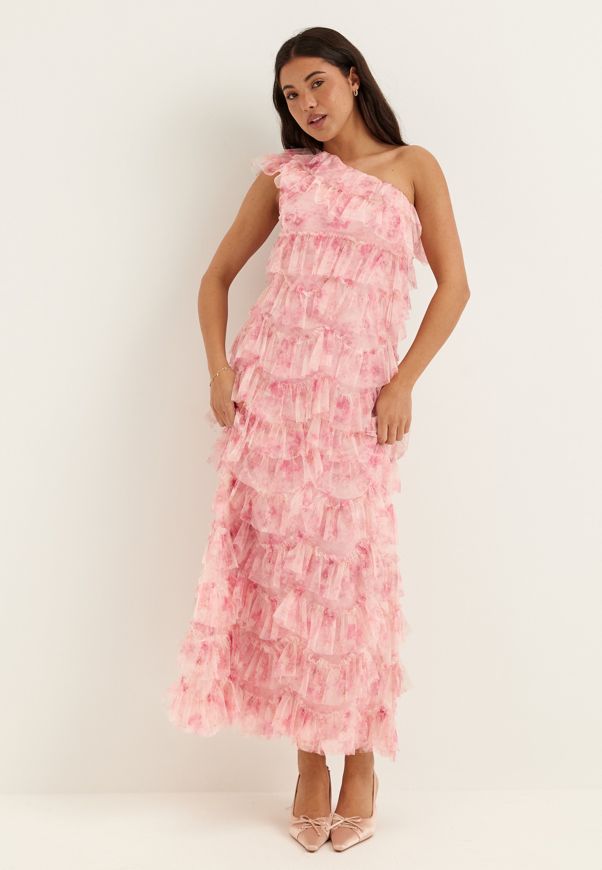 Bubbleroom Occasion Frill Mesh Maxi Dress