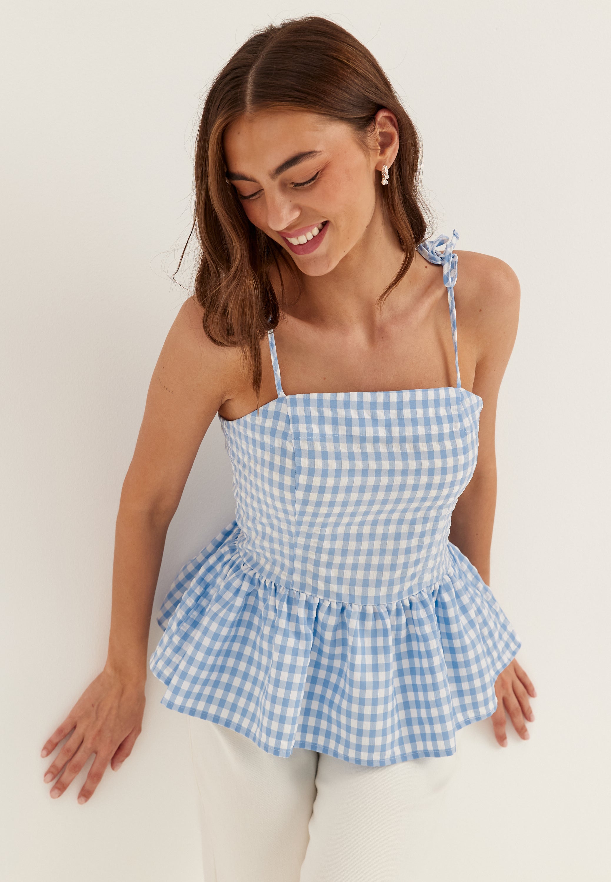 BUBBLEROOM Peplum Bandeau Top