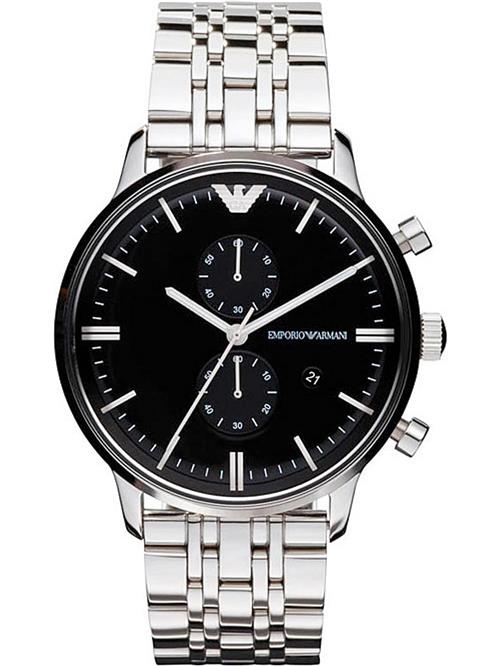 ARMANI Analogt ur  sort / sølv