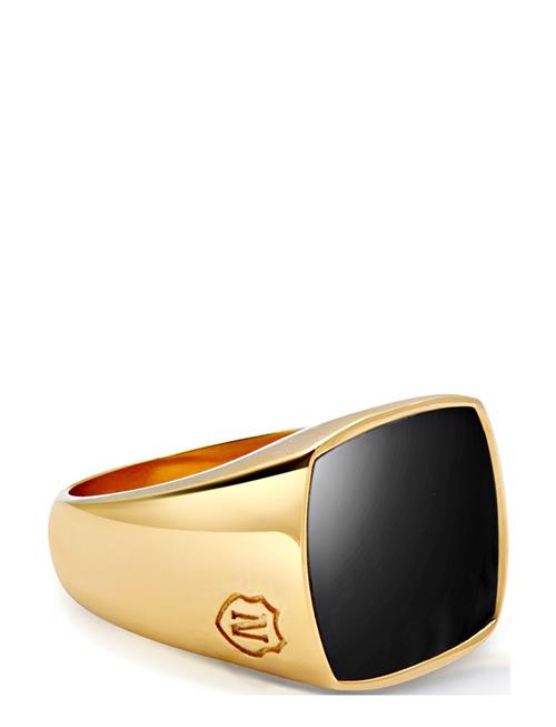 Nialaya | Men's Gold Signet Ring With Onyx | 73