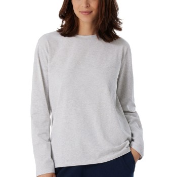 Schiesser Women Mix and Relax Long Sleeved Shirt Lysegrå bomuld 46 Dame