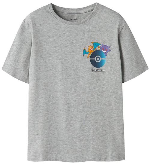 Name It T-shirt - NkmMath - Pokemon - Grå Meleret