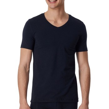 Schiesser Long Life Soft Shirt Short Sleeve V-neck Mørkblå X-Large Herre