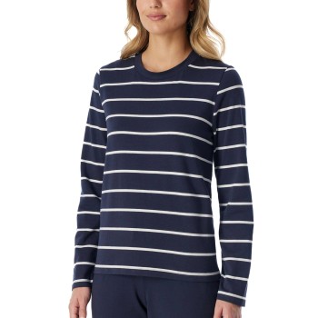 Schiesser Mix and Relax Cotton Longsleeved Shirt Marine Stribet bomuld 42 Dame