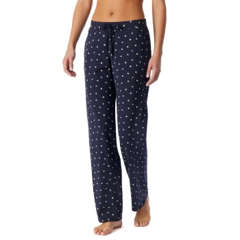Schiesser Mix and Relax Long Cotton Pants Hvid/Marine bomuld 36 Dame