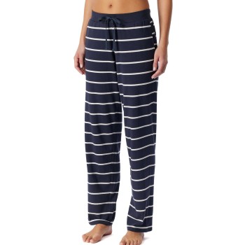 Schiesser Mix and Relax Long Cotton Pants Marine Stribet bomuld 46 Dame