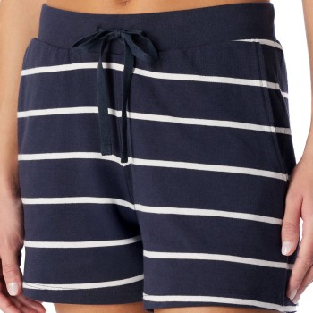 Schiesser Women Mix and Relax Cotton Shorts Marine Stribet bomuld 42 Dame