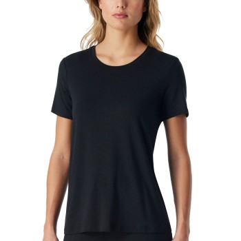 Schiesser Women Mix and Relax T-Shirt Sort bomuld 40 Dame