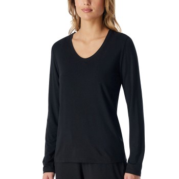 Schiesser Women Mix and Relax V-neck Long Sleeve Sort modal 44 Dame
