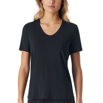 Schiesser Women Mix and Relax V-neck T-Shirt Sort modal 42 Dame