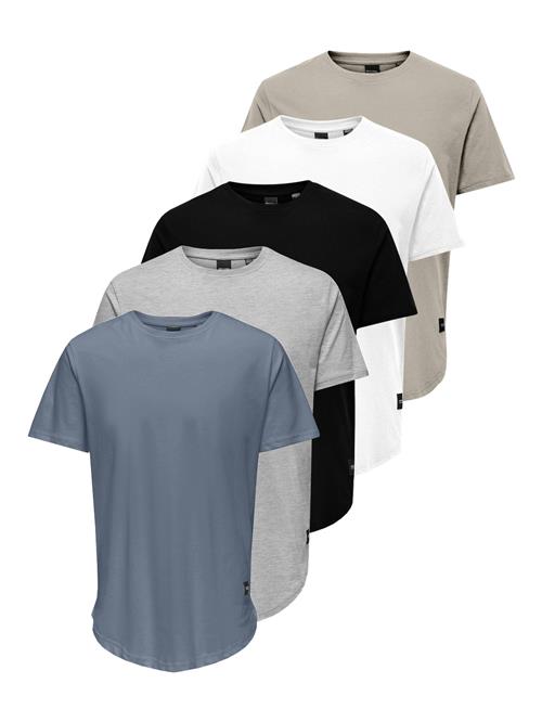 Only & Sons Bluser & t-shirts 'MATT LONGY'  blå / grå / grå-meleret / hvid