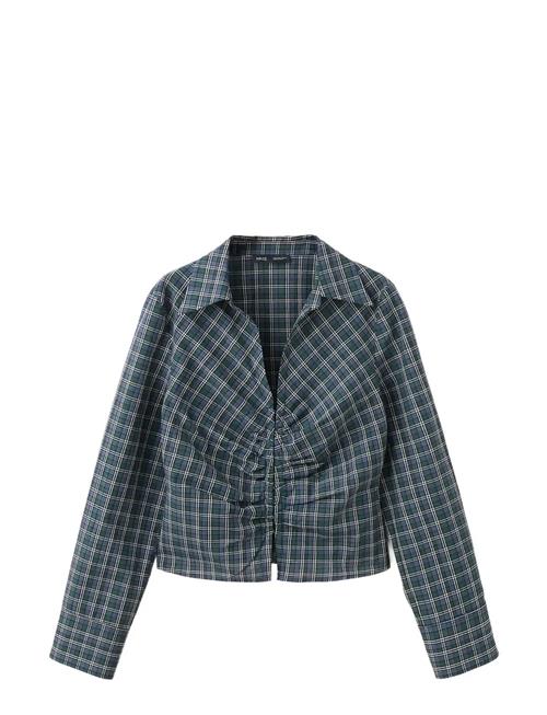 Mango | Gathered Check Blouse | M