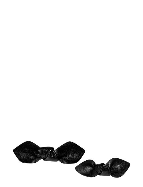 Corinne | Leather Bow Hair Clip Big And Small 2Pack | ONE SIZE