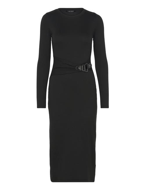 Lauren Ralph Lauren | Buckle-Trim Cotton-Blend Knit Midi Dress | L
