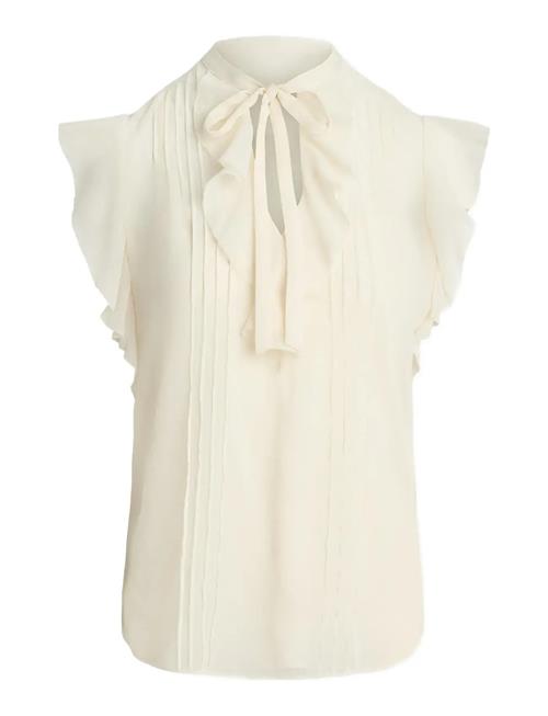 Lauren Ralph Lauren | Pintucked Georgette Tie-Neck Blouse | L