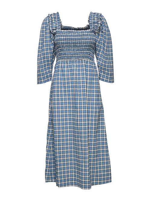 GANNI | Seersucker Check Smock Midi Dress | 34