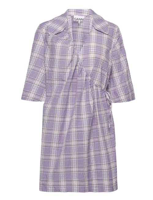GANNI | Seersucker Check Mini Wrap Dress | XXS/XS