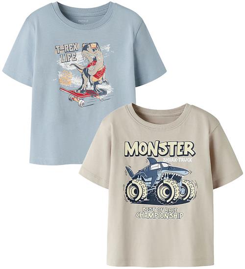 Name It T-shirt - NmmVanyo - 2-pak - Blue Fog/Chateau Gray