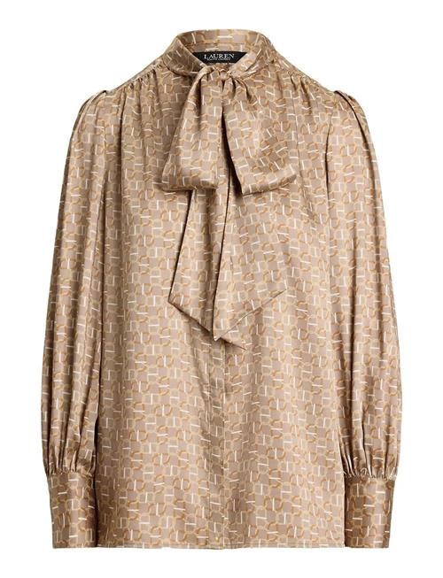 Lauren Ralph Lauren | Geo-Print Twill Tie-Neck Blouse | L
