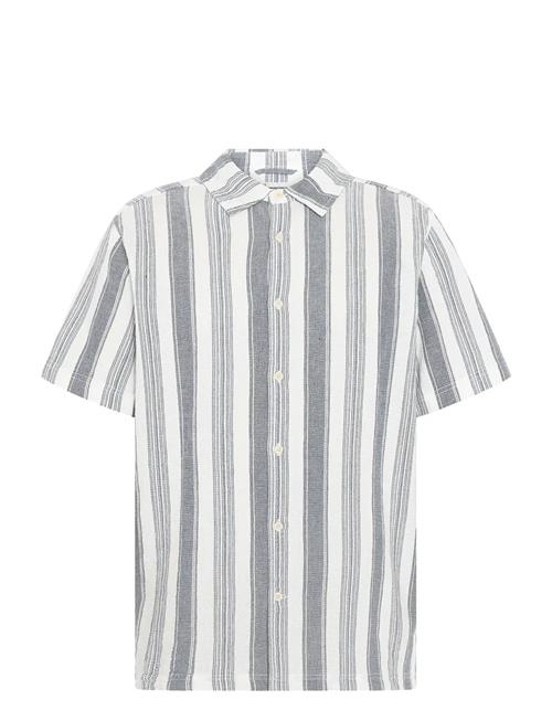 Knowledge Cotton Apparel | Relaxed Stripe Short Sleeve Shirt | L