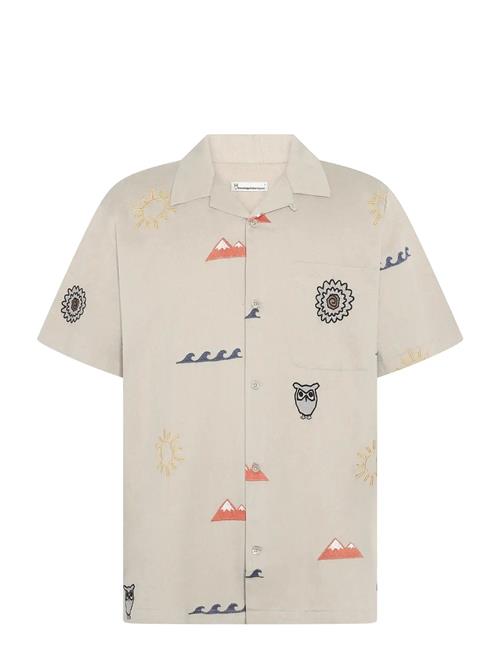 Knowledge Cotton Apparel | Relaxed Embroidery Short Sleeve Shi | L