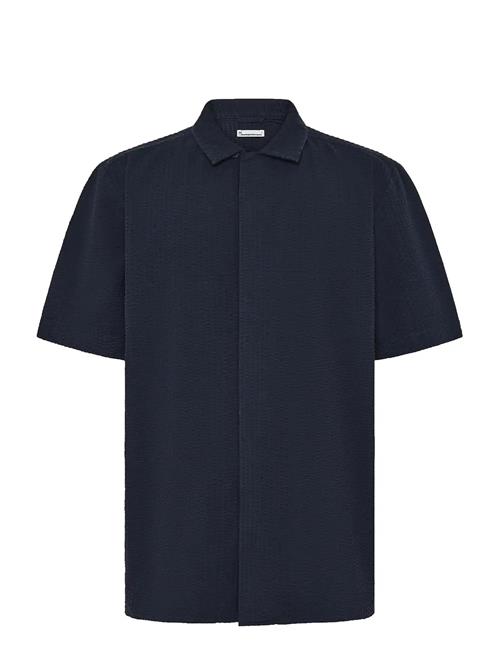 Knowledge Cotton Apparel | Relaxed Seersucker Short Sleeve Shi | L
