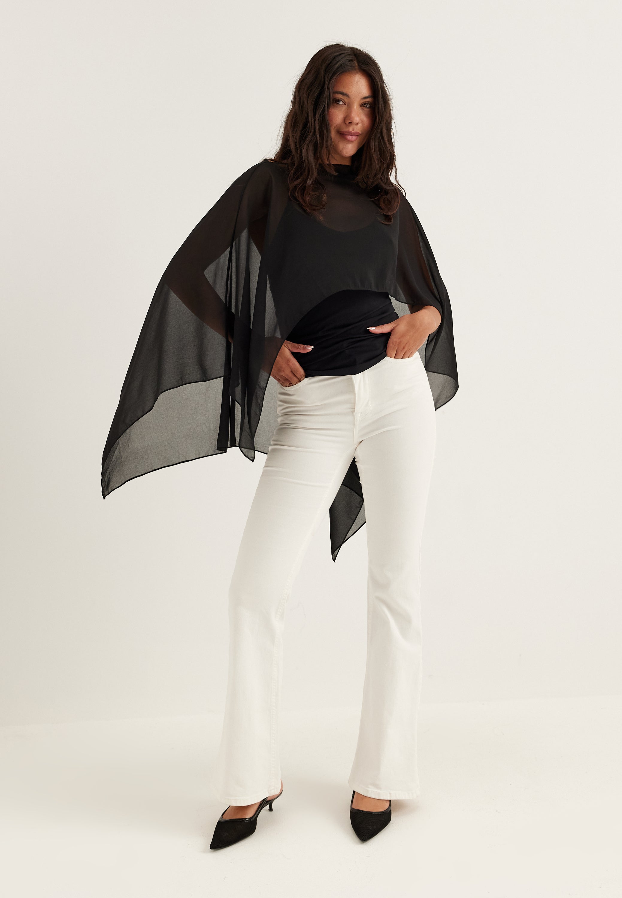 BUBBLEROOM OCCASION Sheer Chiffon Cape
