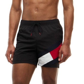Tommy Hilfiger Badebukser Solid Flag Swim Shorts Sort nylon Large Herre