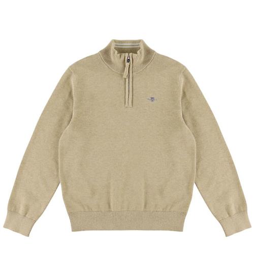 GANT Bluse m. Lynlås - Strik - Oat Beige Marl