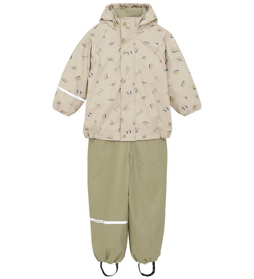 CeLaVi Regntøj m. Seler/Fleece - Recycle PU - White Pepper m. Pr