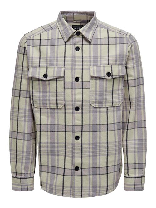 Only & Sons Skjorte 'ONSMilo'  ecru / lilla / sort