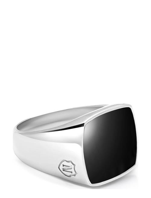 Nialaya | Men's Silver Signet Ring With Onyx | 59