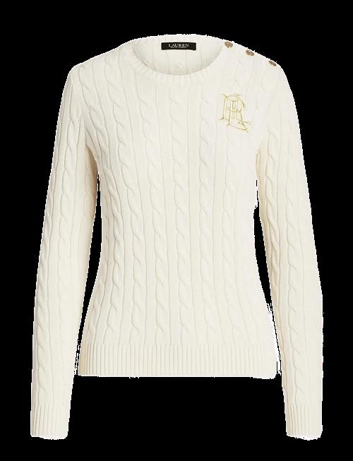 Lauren Ralph Lauren | Button-Trim Cable-Knit Cotton Sweater | S