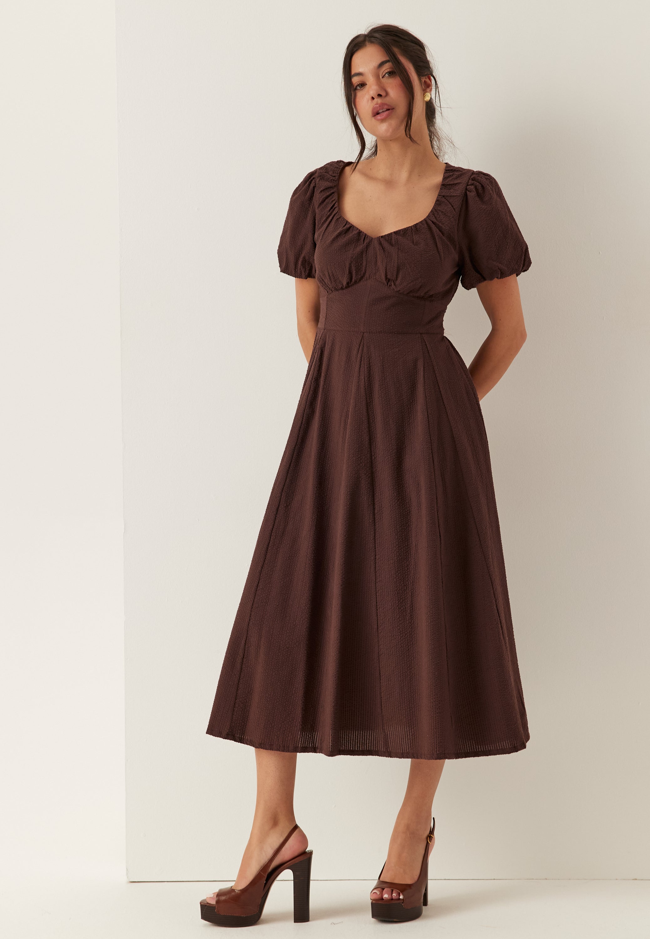BUBBLEROOM Seersucker Midi Dress