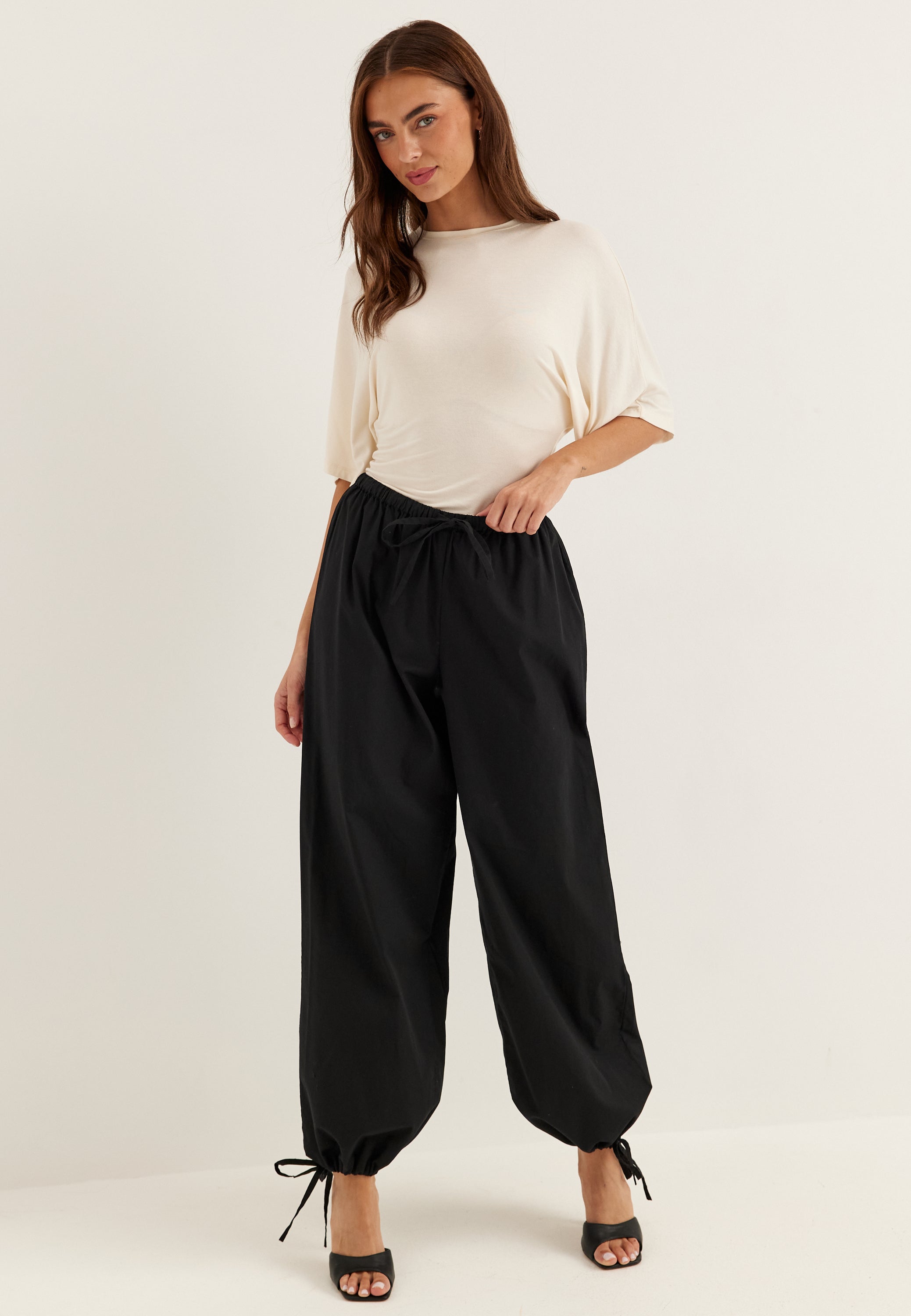 BUBBLEROOM Tie Detail Cotton Trousers