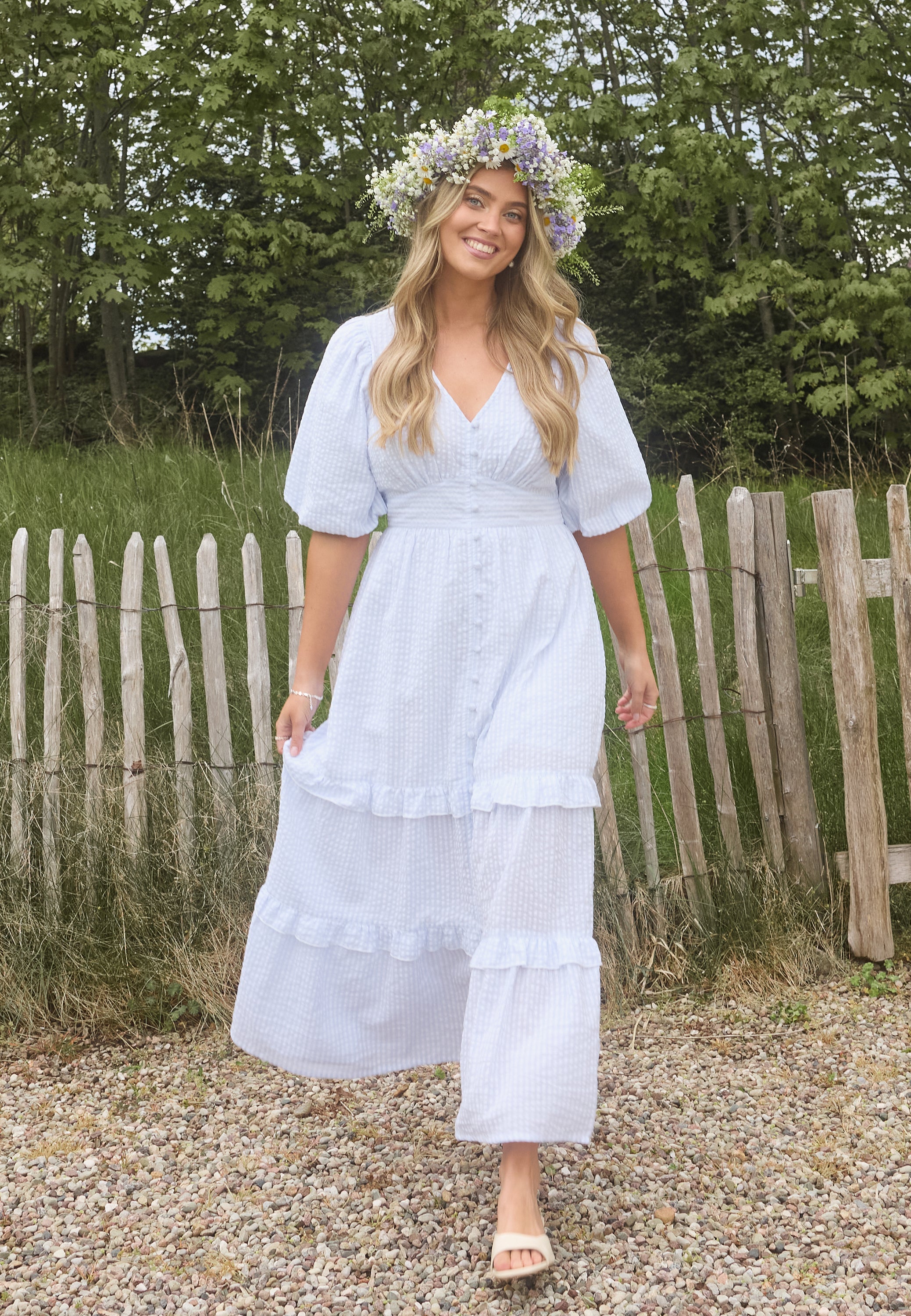 BIANCA GONZALEZ X Puff Sleeve Frill Dress