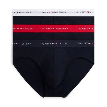 Tommy Hilfiger 3P Signature Cotton Logo Brief Sort/Rød bomuld Medium Herre