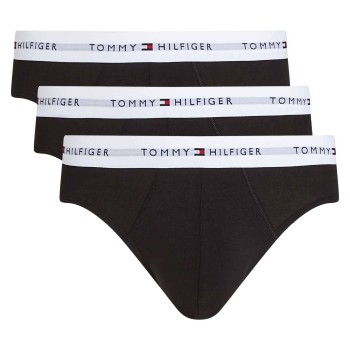 Tommy Hilfiger 3P Signature Cotton Logo Brief Sort/Hvid bomuld Large Herre