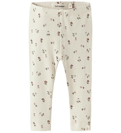 Lil Atelier Leggings - Rib - NbfGago - Turtledove/Floral