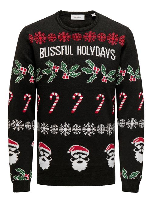 Only & Sons Pullover 'ONSXmas'  grøn / mørkerød / sort / hvid